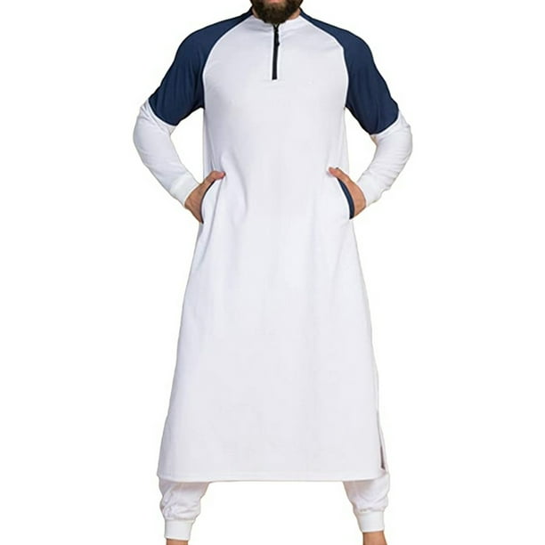Men's Jubba Dishdasha Thawb Thoub Muslim Islamic Abaya Full Length Kaftan Robe 